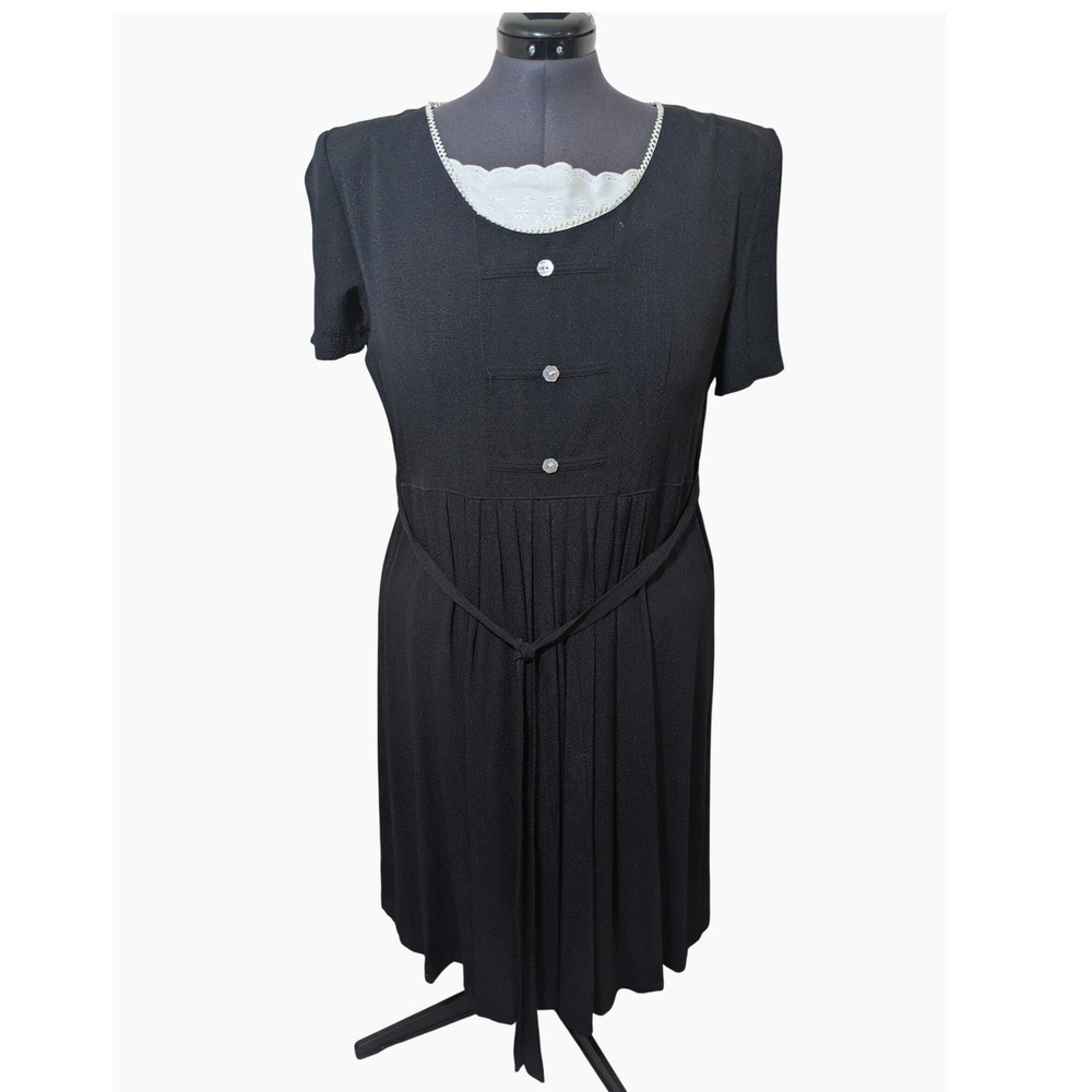 Vintage 90s Victorian Gothic Midi Dress 16 Whimsigoth Dark Academia Corporate